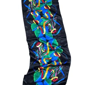 Vintage Rush Limbaugh 100% Silk Scarf Shawl Multicolor Ribbon Leaves Sz 10x56”